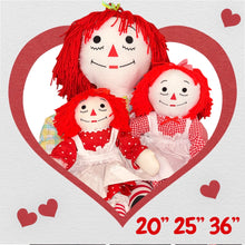 Load image into Gallery viewer, Pre Made Raggedy Ann or Raggedy Andy Dolls 20", 25", or 36" in Ebony or Ivory