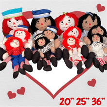 Load image into Gallery viewer, Custom 25" Raggedy Ann or Raggedy Andy Doll in Ebony or Ivory