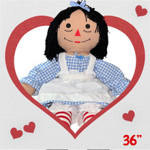 Load image into Gallery viewer, Pre Made Raggedy Ann or Raggedy Andy Dolls 20", 25", or 36" in Ebony or Ivory
