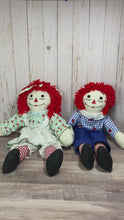 Load and play video in Gallery viewer, Raggedy Ann or Raggedy Andy Doll in Ebony or Ivory 20-25"