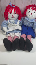 Load and play video in Gallery viewer, Raggedy Ann or Raggedy Andy Doll in Ebony or Ivory 20-25"