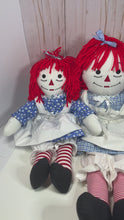Load and play video in Gallery viewer, Raggedy Ann or Raggedy Andy Doll in Ebony or Ivory 20-25"