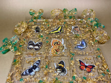 Load image into Gallery viewer, Large Golden Tic Tac Toe Set w/ Butterflies