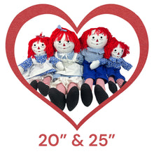 Load image into Gallery viewer, Raggedy Ann or Raggedy Andy Doll in Ebony or Ivory 20-25"