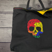 Load image into Gallery viewer, Rainbow colored skull embroidered tote bag - Custom Made to Order