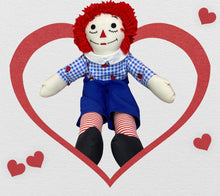 Load image into Gallery viewer, Custom 25&quot; Raggedy Ann or Raggedy Andy Doll in Ebony or Ivory

