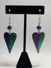 Load image into Gallery viewer, Metallic Iridescent Heart Earrings with Glass Beads
