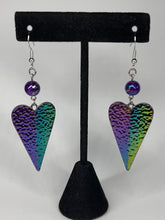 Load image into Gallery viewer, Metallic Iridescent Heart Earrings with Glass Beads
