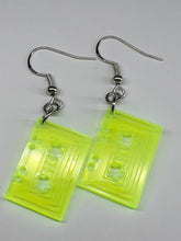 Load image into Gallery viewer, Vintage NEON Acrylic Cassette Tape Earrings
