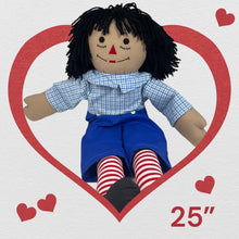 Load image into Gallery viewer, Pre Made Raggedy Ann or Raggedy Andy Dolls 20&quot;, 25&quot;, or 36&quot; in Ebony or Ivory
