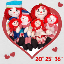 Load image into Gallery viewer, Pre Made Raggedy Ann or Raggedy Andy Dolls 20", 25", or 36" in Ebony or Ivory
