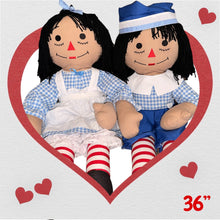 Load image into Gallery viewer, Pre Made Raggedy Ann or Raggedy Andy Dolls 20", 25", or 36" in Ebony or Ivory
