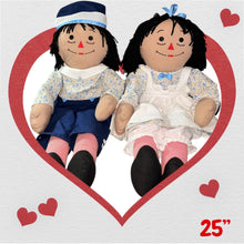 Load image into Gallery viewer, Pre Made Raggedy Ann or Raggedy Andy Dolls 20", 25", or 36" in Ebony or Ivory
