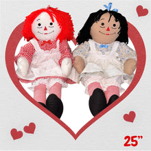 Load image into Gallery viewer, Custom 25" Raggedy Ann or Raggedy Andy Doll in Ebony or Ivory
