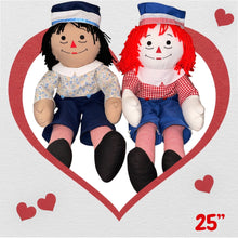 Load image into Gallery viewer, Custom 25" Raggedy Ann or Raggedy Andy Doll in Ebony or Ivory
