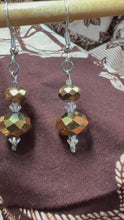 Load and play video in Gallery viewer, Shiny golden brown glass beaded earrings
