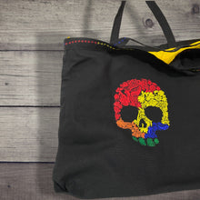 Load image into Gallery viewer, Rainbow colored skull embroidered tote bag - Custom Made to Order
