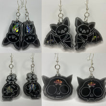 Load image into Gallery viewer, Bat &amp; Skull Earrings Custom
