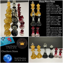 Load image into Gallery viewer, Chess Pieces 3 Sizes - Checkers Pieces 2 Sizes - Custom Order Resin
