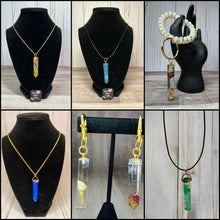 Load image into Gallery viewer, Crystal or Cylinder Resin Necklace, Earrings, Bracelet or Keychain  Pre Made
