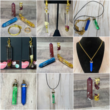 Load image into Gallery viewer, Cylinder or Crystal Point - Necklace Earrings or Keychain - Custom Order

