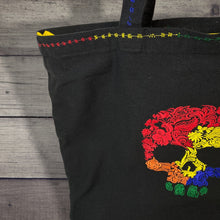 Load image into Gallery viewer, Rainbow colored skull embroidered tote bag - Custom Made to Order
