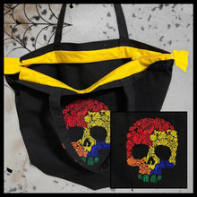 Load image into Gallery viewer, Rainbow colored skull embroidered tote bag - Custom Made to Order
