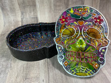 Load image into Gallery viewer, Muertos Skull Jewelry Box, Sugar Skull Box - Custom Order
