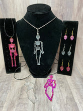 Load image into Gallery viewer, Skeleton Necklace or Skull Earrings
