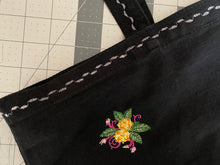 Load image into Gallery viewer, Safari Elephant Embroidered Black Canvas Tote Bag w/Zipper
