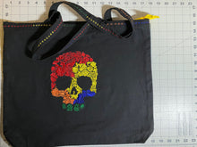 Load image into Gallery viewer, Rainbow colored skull embroidered tote bag - Custom Made to Order
