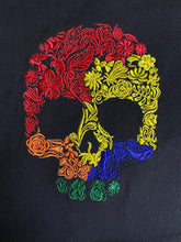 Load image into Gallery viewer, Rainbow colored skull embroidered tote bag - Custom Made to Order
