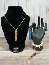 Load image into Gallery viewer, Crystal or Cylinder Resin Necklace, Earrings, Bracelet or Keychain  Pre Made
