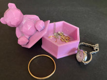 Load image into Gallery viewer, Geometric Pink Sparkle Bear Mini Jewelry / Trinket Box
