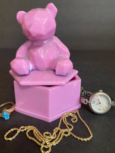 Load image into Gallery viewer, Geometric Pink Sparkle Bear Mini Jewelry / Trinket Box
