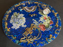 Load image into Gallery viewer, Blue Glitter Flower &amp; Butterfly Beveled Resin Tray
