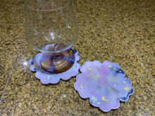 Load image into Gallery viewer, Pink Flower Resin Coasters set of 2
