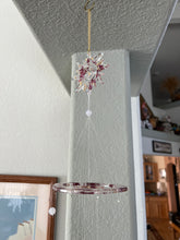 Load image into Gallery viewer, Sun &amp; Moon Sun Catcher / Wind Chime Roses &amp; Gold Leaf
