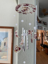 Load image into Gallery viewer, Sun &amp; Moon Sun Catcher / Wind Chime Roses &amp; Gold Leaf
