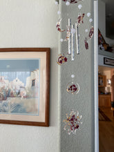 Load image into Gallery viewer, Sun &amp; Moon Sun Catcher / Wind Chime Roses &amp; Gold Leaf
