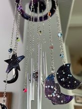Load image into Gallery viewer, Galaxy Evil Eye Moon &amp; Sun Wind Chime / Sun Catcher

