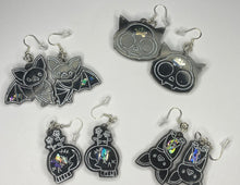 Load image into Gallery viewer, Bat &amp; Skull Earrings Custom
