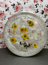 Load image into Gallery viewer, Farm Animal Sunflower beveled resin tray
