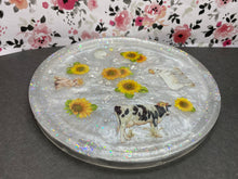 Load image into Gallery viewer, Farm Animal Sunflower beveled resin tray
