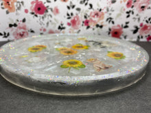 Load image into Gallery viewer, Farm Animal Sunflower beveled resin tray
