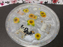 Load image into Gallery viewer, Farm Animal Sunflower beveled resin tray
