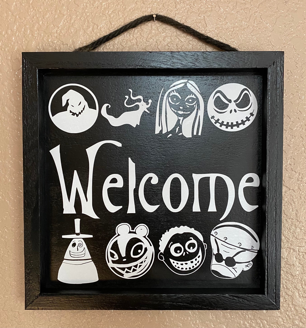 Welcome Sign Halloween Wood