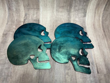 Load image into Gallery viewer, Skull Resin Coasters set of 4 color shifting
