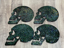 Load image into Gallery viewer, Skull Resin Coasters set of 4 color shifting
