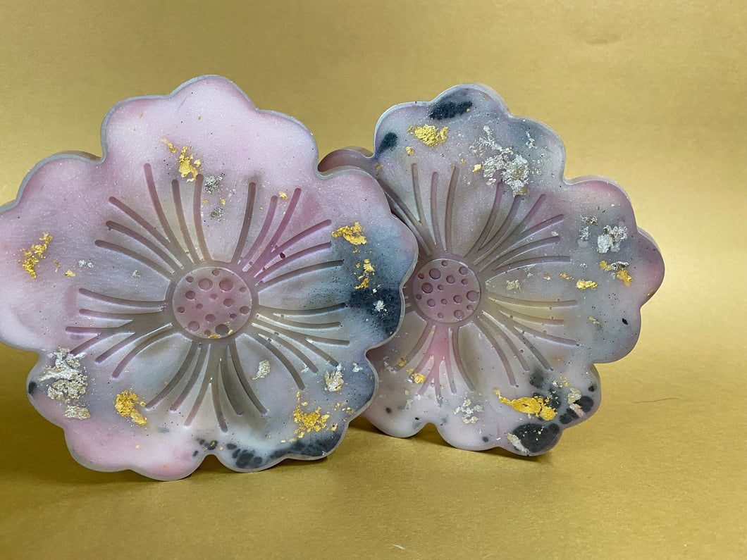 Pink Flower Resin Coasters set of 2